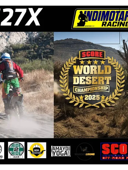A promotional graphic for our 2025 World Desert Championship campaign. It highlights our team, 127X, and our valued sponsors who make it all possible.