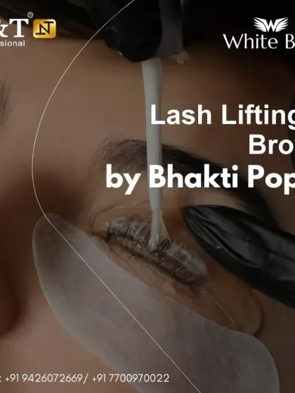 This promotional image for our Ahmedabad seminar specifically highlights the Lash Lifting & Brows session led by expert Bhakti Popat. Our seminars feature specialized segments focusing on in-demand services.