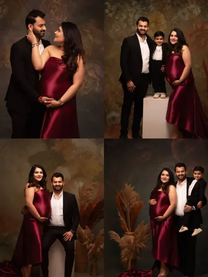 A collage from a maternity session that includes the couple and their older son. This is a wonderful way to celebrate the family's journey as they await their new arrival.