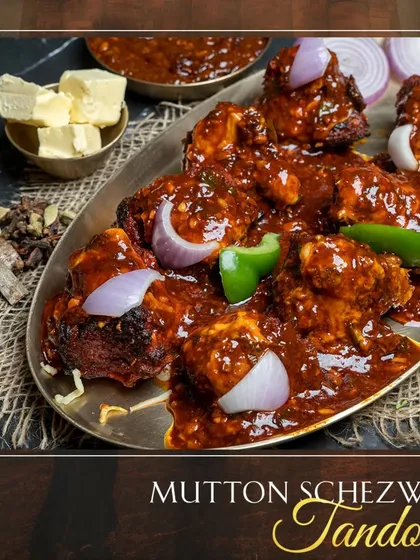 Spice up your meal with our Mutton Schezwan Tandoori, a perfect fusion of bold Schezwan flavors and smoky tandoori goodness.