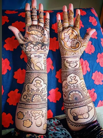 The back of the hands for the story-driven baby shower design, continuing the theme with more playful illustrations.