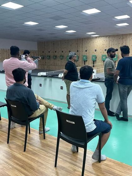 A team from a local company enjoys their customized corporate shooting event. We can tailor the experience to fit your team's goals, whether it's for pure fun, friendly competition, or a motivational exercise.