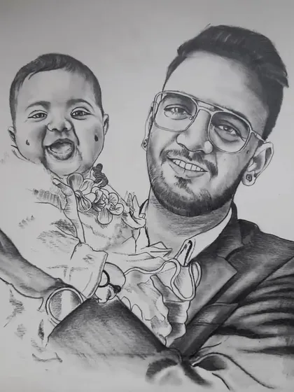 The bond between a father and his child is special, and I aimed to capture that here in this A3 size graphite sketch. These kinds of portraits are about preserving a feeling, not just an image.