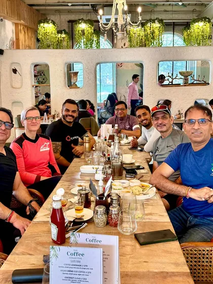 The post-ride meal is where we share stories and laughs. It's an essential part of our Sunday ritual.