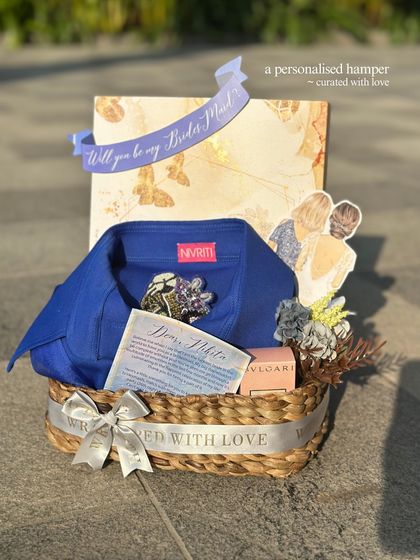 A personalized bridesmaid proposal hamper, curated with love. Thoughtful gifts like these are a beautiful way to honor the special people who stand by you on your big day.