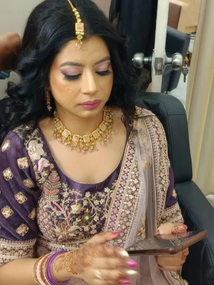 A closer look at one of our engagement makeup creations. We focused on soft, romantic pink tones for the eyes and lips, paired with a dewy base to give the client a fresh and radiant glow for her special ceremony.