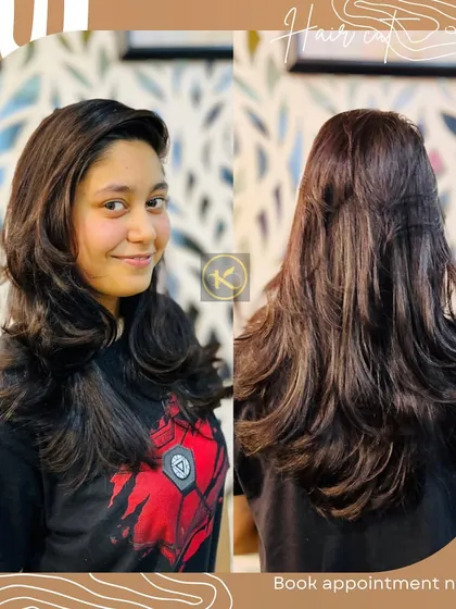 A lovely layered haircut for a younger client. The style is fresh and youthful, adding shape and volume to her long hair while being easy to manage.