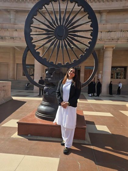 At the Lucknow High Court, in front of the iconic Dharma Chakra. My first visit here was an inspiring experience that deepened my respect for our judicial system.