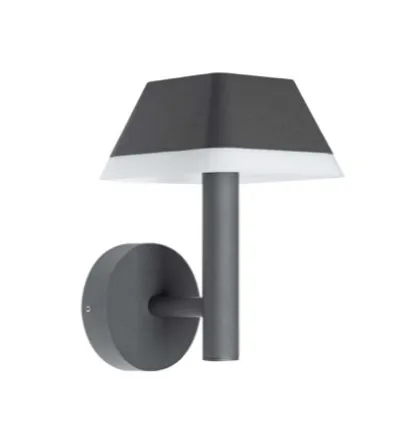 A modern, waterproof outdoor wall light. Its simple, lantern-like design is perfect for illuminating entryways and patios.