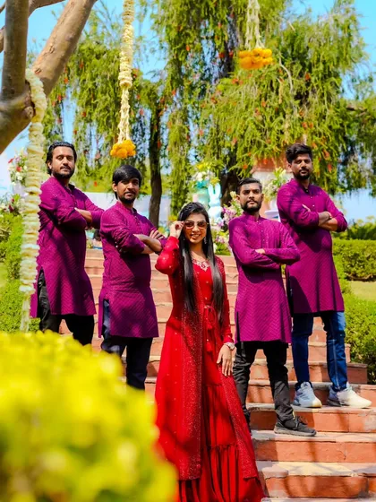 Posing with my amazing band in Agra. We travel together as a team to ensure a professional and seamless musical experience for you.