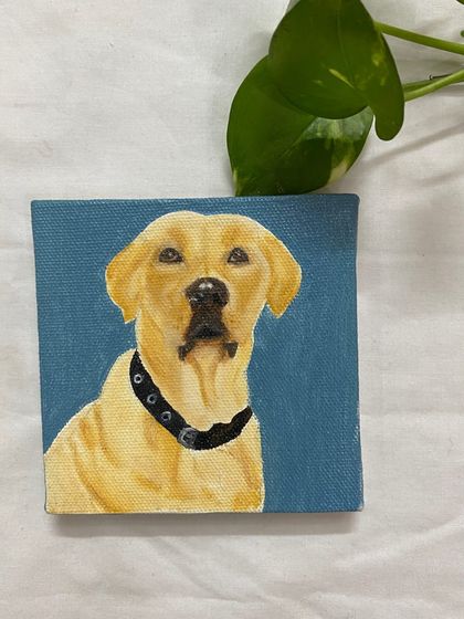 A sweet and simple oil portrait of a beautiful Labrador on a small canvas. These mini-portraits make for wonderful, personal gifts.