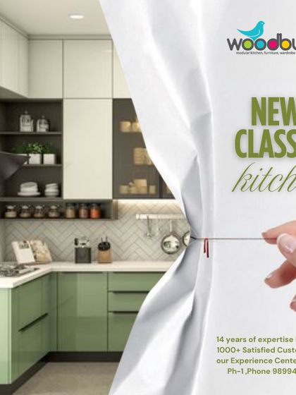 This "New Classic" kitchen concept shows a two-tone design with mint green lower cabinets and white upper cabinets. It's a fresh take on a classic style.