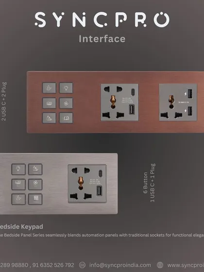 We design practical solutions for modern living. Our Bedside Panel Series combines a 6-button automation keypad with traditional sockets and USB-C charging ports, offering a clean, functional, and elegant solution for any bedroom.