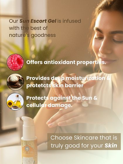 My Sun Escort Gel is infused with nature's goodness. It contains raspberry for antioxidant properties, natural butters for deep moisturization, and sunflower oil to protect against cellular damage. It's skincare that is truly good for your skin.