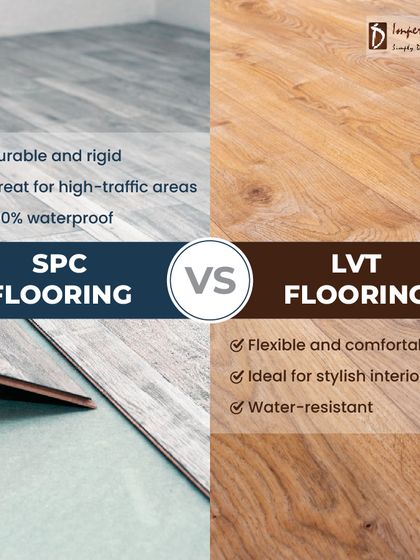 What's the difference between SPC and LVT flooring? SPC is rigid, durable, and 100% waterproof, making it great for high-traffic areas. LVT is more flexible and comfortable underfoot, ideal for stylish interiors where comfort is a priority. We can help you decide which is better for your specific needs.