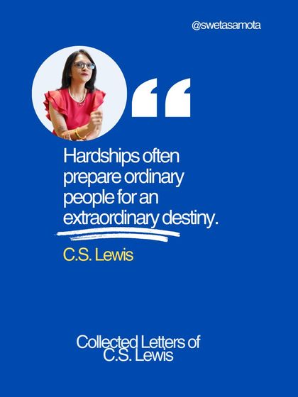 A quote graphic from C.S. Lewis: "Hardships often prepare ordinary people for an extraordinary destiny." My personal pain became a movement.