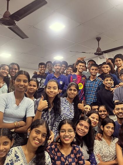 More smiles and thumbs-ups from our students as they celebrate Navratri together in the classroom.