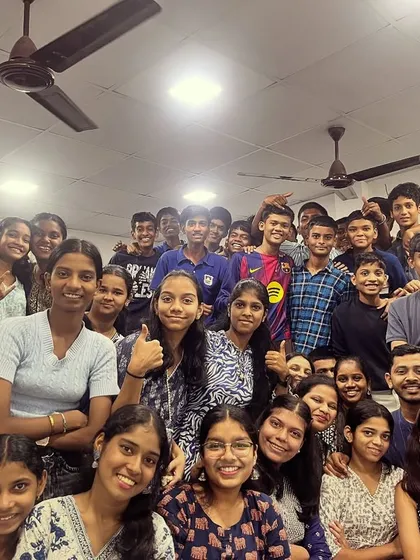 More smiles and thumbs-ups from our students as they celebrate Navratri together in the classroom.