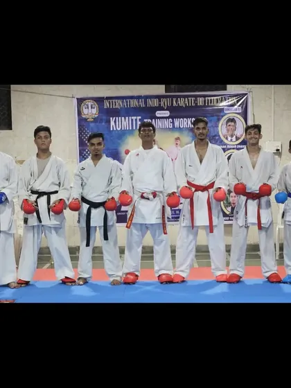 A lineup of our dedicated kumite practitioners, from black belts to colored belts. Each member contributes to the strength of our team.