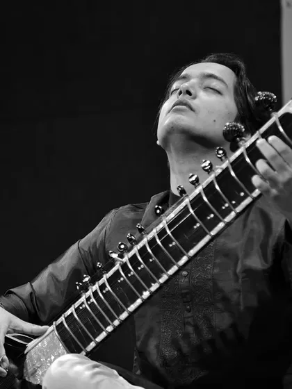 Another monochrome shot, highlighting the deep emotion and concentration that goes into every note of a raga.
