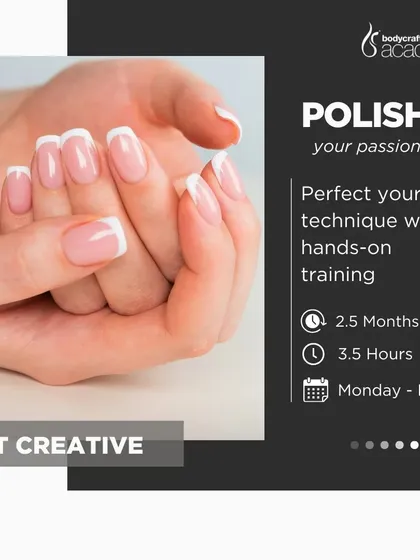 Polish your passion with our Certificate in Nail Craft. This 2.5-month course offers hands-on training to perfect your technique and build a strong portfolio in nail artistry.