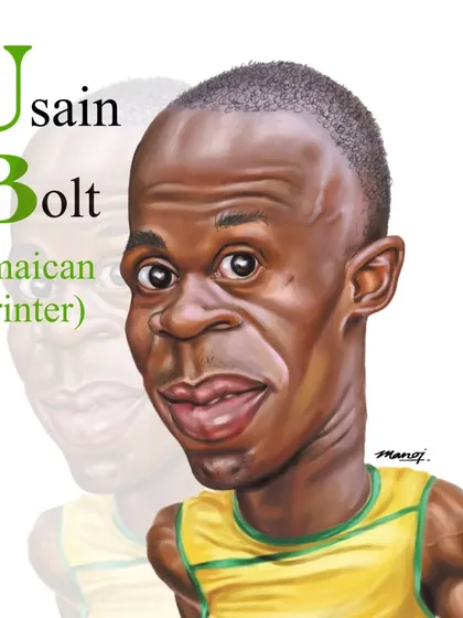 A portrait of the fastest man on Earth, Jamaican sprinter Usain Bolt.