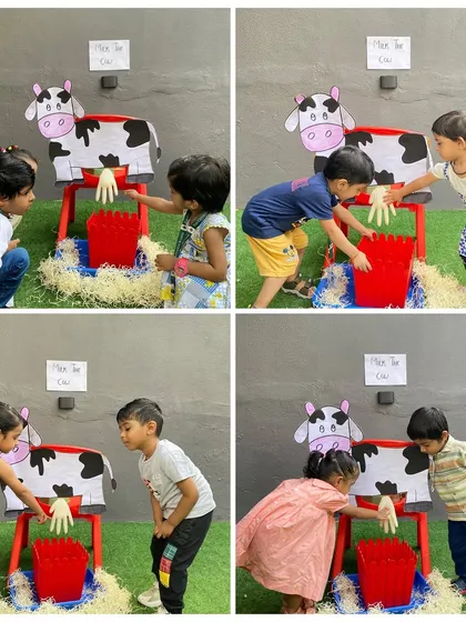 More happy farmers at our milking station. We use creative, hands-on activities like this to make learning about the world around us exciting and accessible for young children.