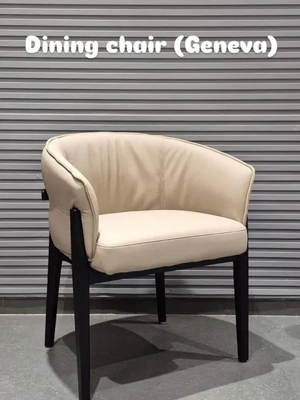 The 'Geneva' dining chair is also available in a sophisticated beige color, which pairs well with many different table styles.