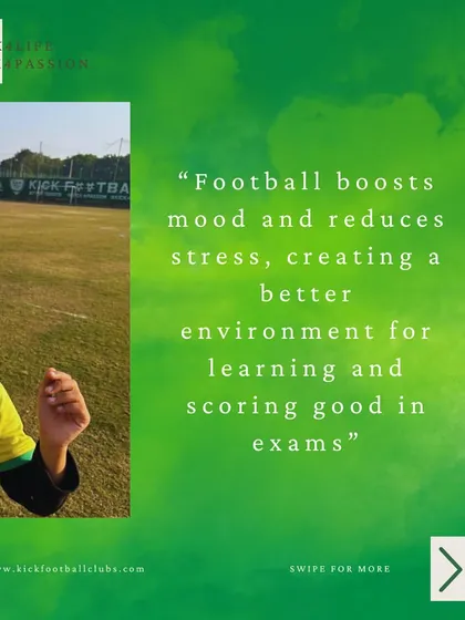 Playing football boosts mood and reduces stress, creating a better environment for learning and scoring well in exams.