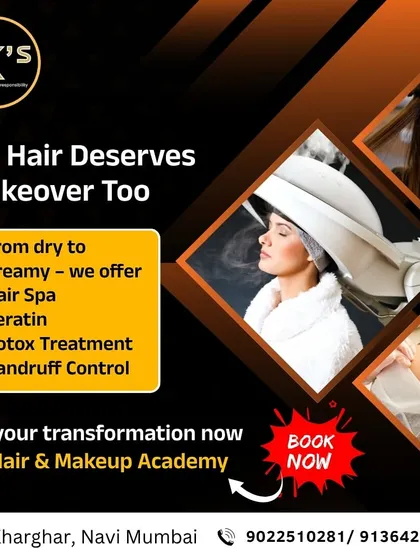 Your hair deserves a makeover too. I offer a variety of treatments from hair spas and keratin to botox and dandruff control to transform your hair from dry to dreamy.