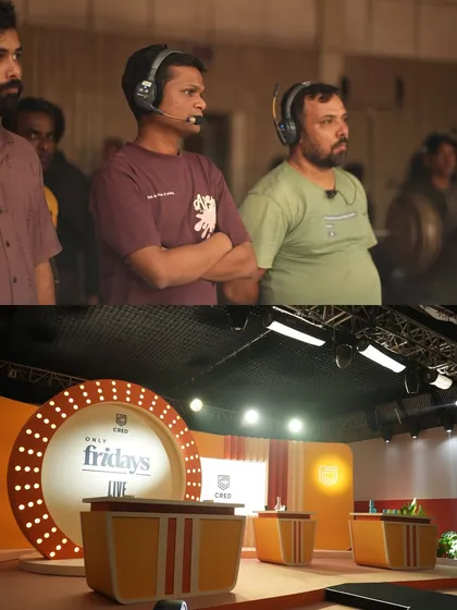 The crew on the set of the CRED ad. This shot highlights the teamwork required to execute a high-end commercial shoot.