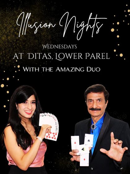 A poster advertising my duo act with my father at Ditas. Come see the amazing chemistry and mind bending illusions we create together.