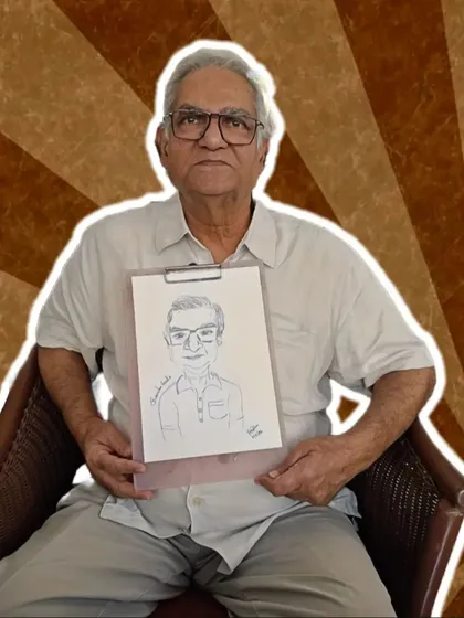 Another shot of this gentleman with his portrait. I love drawing people of all ages.