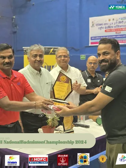 Felicitating the umpires and technical officials is a crucial part of my closing ceremonies. This image shows an umpire receiving a memento for his services during the Mini National Championship.