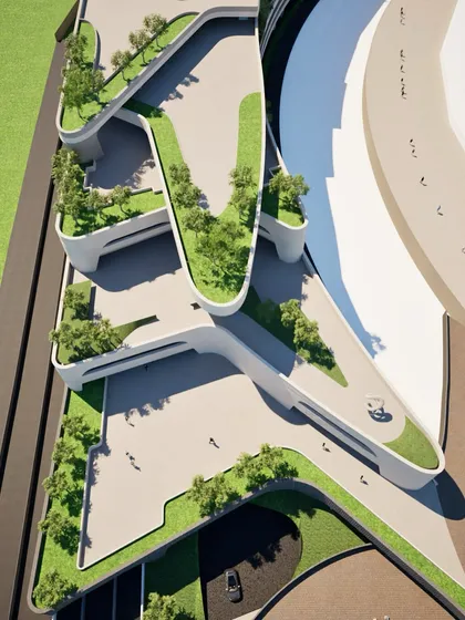 For the MCA Pune competition, we reimagined a multi-level parking facility as a terraced garden. This approach transforms utilitarian infrastructure into a public green space, integrating nature into a large-scale commercial project.