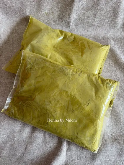 This is my 5-filter natural henna powder, the heart of all my mehendi work. It's incredibly fine, which means you get a super smooth, lump-free paste every single time. I sell it in various sizes, starting from 250gm packs, so you can get just what you need.