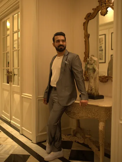 Unleashing the beatmaker within. A few shots in a classic grey suit before a gig at the iconic Taj Mahal Palace.