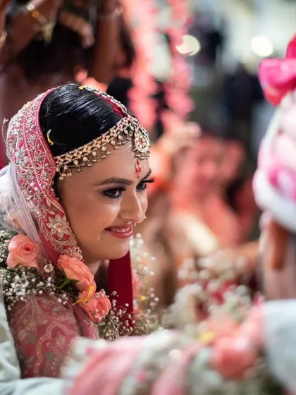 A close-up of a tender moment during the wedding rituals.