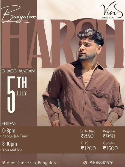 Harsh Bhagchandani is back in town. He's bringing two of his most popular choreographies for a special Friday workshop.