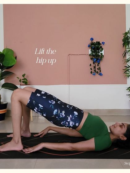 The second step is lifting the hips into a simple bridge pose. This begins to activate the glutes and open the front of the body.