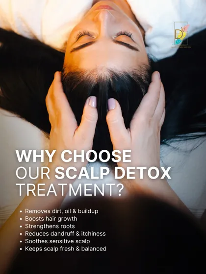 A scalp detox is like a facial for your head, and it's essential for healthy hair growth. This treatment deeply cleanses the scalp to remove oil, product buildup, and dirt that can clog follicles. The process not only boosts growth but also soothes irritation and reduces dandruff.