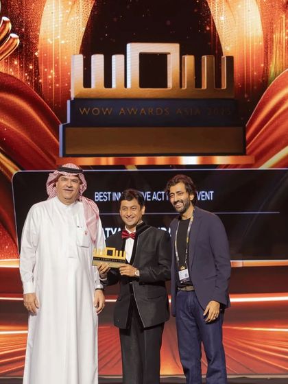 Receiving the WOW Award for 'Best Innovative Act' for our TV and event performances. It's an honor to be recognized by industry leaders.