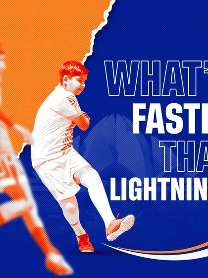 What's faster than lightning? The action you will see on our fields. This graphic builds hype by focusing on the speed and skill that will be on display during the league.