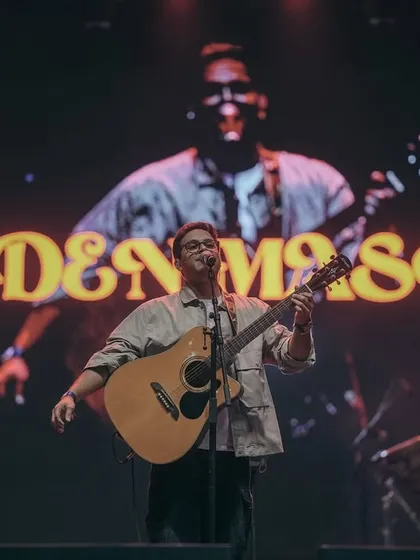 A great moment from our Pune show. Performing solo with my acoustic guitar, with my name up in lights. Whether it's with the full band or just me, I always pour my heart into the performance.