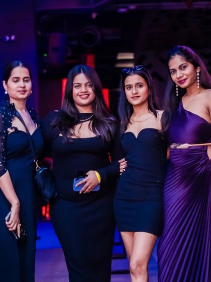 A stylish group of ladies enjoying the ambiance at Sunburn Union. It's a great spot for a glamorous night out.