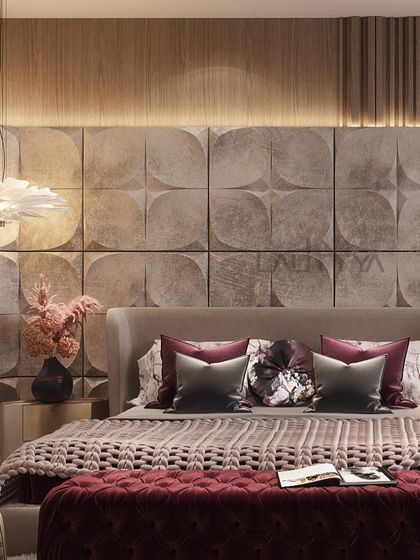 A beautifully appointed bedroom showcasing our signature style of quiet luxury. This space combines layered textures, a soothing color palette, and bespoke furniture to create a personal sanctuary for rest and relaxation.