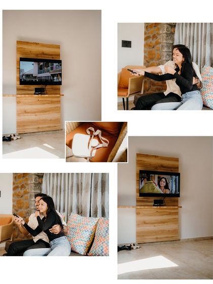 A collection of their cozy moments at home. This collage tells a story of a typical day filled with love, laughter, and togetherness.