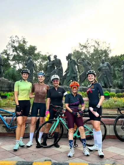 The powerful women of Delhi Cyclists. We are proud to have a strong and growing community of female riders who inspire and motivate each other on every ride, posing here after a morning spin.