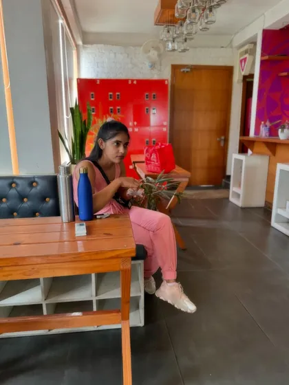 A quiet moment in our lounge area. It's a comfortable space to relax before or after your class.