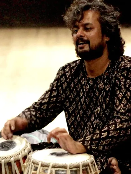 A close-up shot of me playing during a performance.